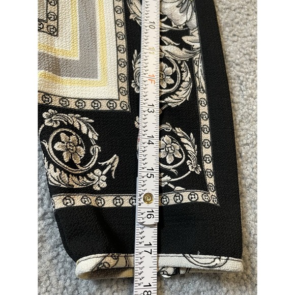 Fig And Flower Floral Tunic Blouse M Black Gray Crepe Boho Cottagecore Career - Picture 11 of 15